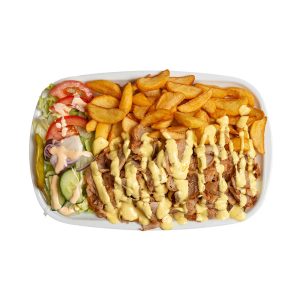 48. Kanadöner lohkoperunoilla