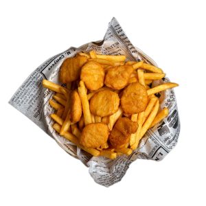 65. Kananuggetit ranskalaisilla